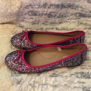 Cat and Jack multicolor sparkle shoes with hot pink trim size 5
